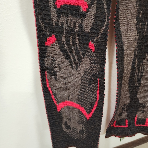 Green 3 Scarf Horse Equestrian Print Recycled Cotton Blend Stripes Long Narrow - Picture 2 of 6